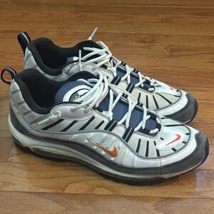 Nike Air Max 98 White and Black with Orange Accents